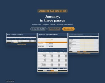 Steuerpaket für Vermieter | Anlage E (Excel/Google Sheets) | Checkliste für die Mietsteuer | Kilometerprotokoll | Abschreibung | Steuerberater-Checkliste
