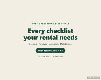 Listas de verificación para anfitriones de Airbnb: paquete esencial de limpieza, preparación e inspección para alquileres vacacionales / PDF imprimible / Carta + A4