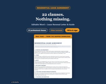 Vorlage für einen Wohnraummietvertrag (bearbeitbar, Word), Mietvertrag für Vermieter + Verlängerungsschreiben & Leitfaden, Sofort-Download