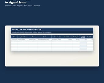 Vacancy to Signed Lease Kit — Tenant Screening, Lease Forms, Security Deposit Tracker, Move-In/Move-Out Checklist, 25 Scripts
