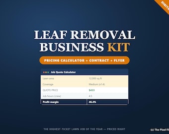 Leaf Removal Pricing Calculator Excel, Fall Cleanup Business Kit, Service Contract, Estimate & Invoice Templates, Google Sheets