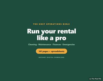 Guía práctica para anfitriones de Airbnb: Sistema de gestión de alquileres / Seguimiento de limpieza, mantenimiento y finanzas / Hojas de cálculo + PDF (Descarga digital)