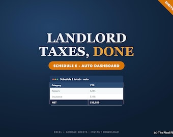 Registro de ingresos y gastos de alquiler: hoja de cálculo de contabilidad para propietarios para la temporada de impuestos, plantilla de Excel y Google Sheets.