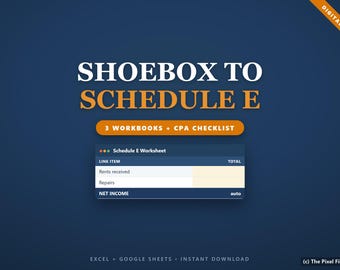 Kit para la temporada de impuestos del propietario / Hoja de cálculo del Anexo E Organizador de impuestos sobre propiedades de alquiler Excel Google Sheets / Registro de kilometraje Lista de verificación de depreciación del CPA