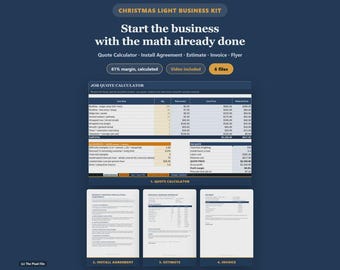 Christmas Light Installation Business Kit | Holiday Lighting Pricing Calculator Excel | Install Contract, Estimate, Invoice & Flyer