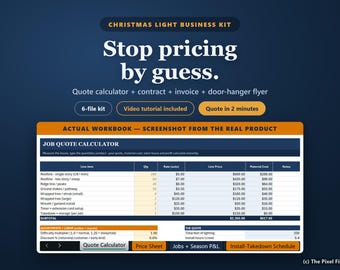 Christmas Light Installation Business Kit | Holiday Lighting Pricing Calculator Excel | Install Contract, Estimate, Invoice & Flyer