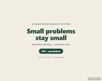 Registro de mantenimiento y plan de mantenimiento preventivo para Airbnb: Registro de mantenimiento para viviendas de alquiler vacacional / PDF + Google Sheets + Excel