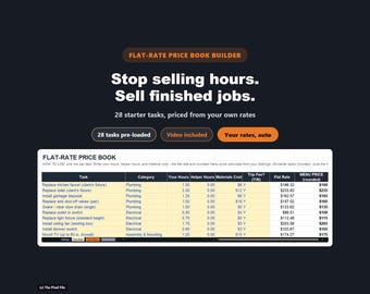 Flat Rate Price Book Builder Excel — Service Pricing Calculator for Handyman, Plumber, Electrician, HVAC | Job Price Sheet, Client Menu