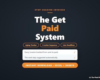 Sistema de cobro para contratistas / Rastreador de antigüedad de facturas en Excel y Google Sheets y plantillas de cartas de cobro / Aviso de recordatorio de pago, registro de gravámenes