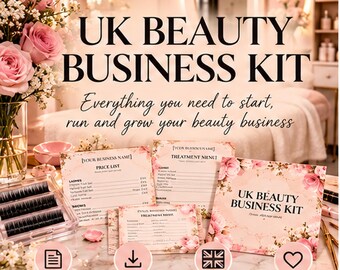 Beauty Business Starter Kit Canva Templates | 21 Editable Beautician Forms, Price List, Client Cards, Instagram & Booking Templates