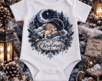 Dark and Wintery My 1st Christmas Baby Vest