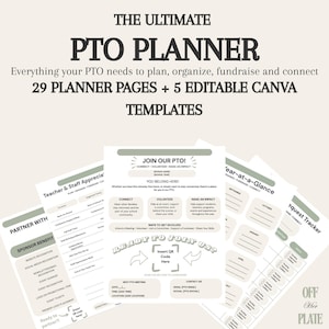 Pacote completo de planejamento para reuniões de pais e professores | Planejador de 29 páginas para reuniões de pais e professores + 5 modelos editáveis do Canva