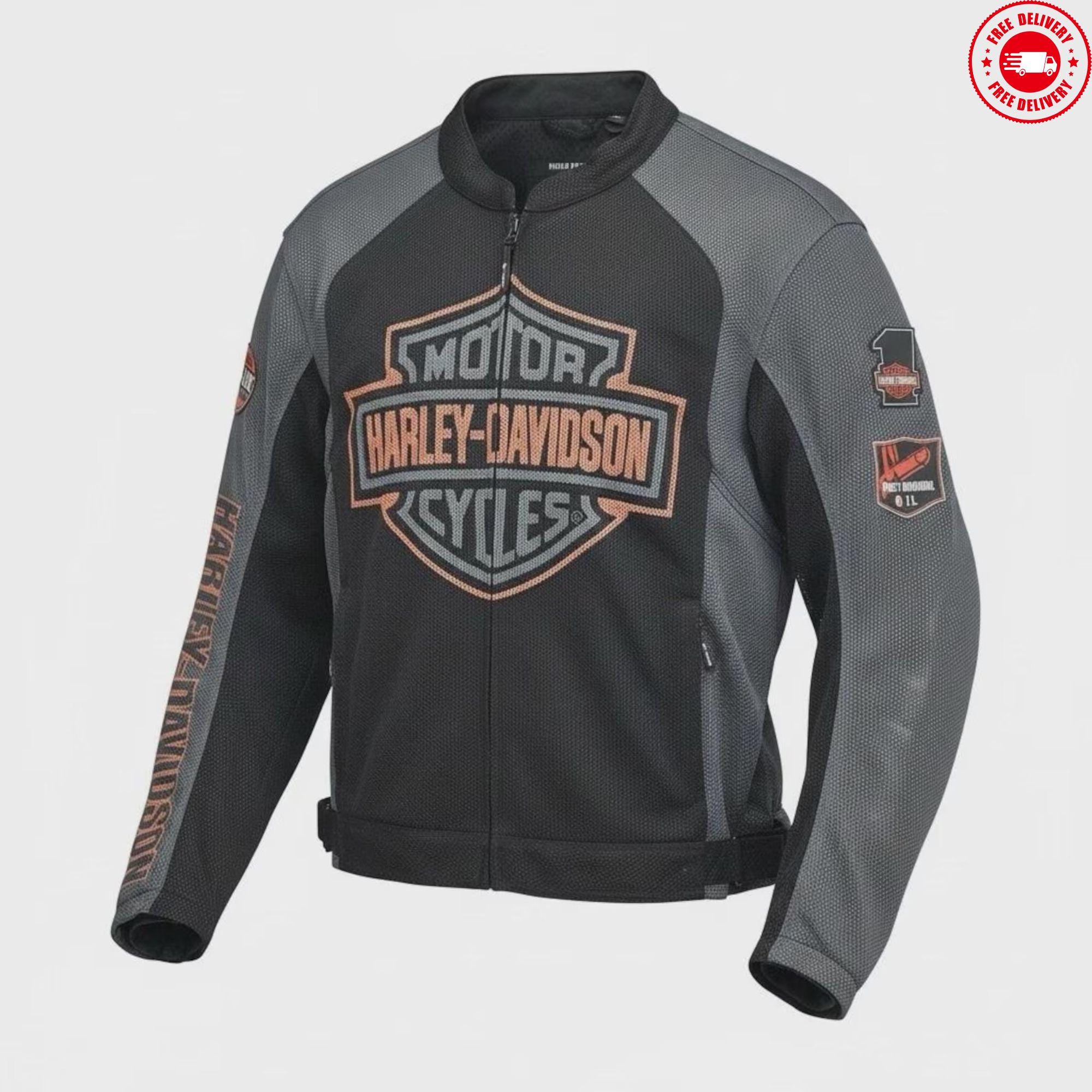 Harley Davidson Grey Leather Jacket - Etsy