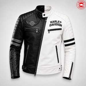Harley Davidson White Leather Jacket - Etsy
