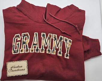 Red Hoodie, Fall Fabric Embroidered GRAMMY, 80/20 Cotton Polyester