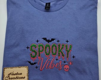 Drippy SPOOKY VIBES T-SHIRT bat skull spider Glitter