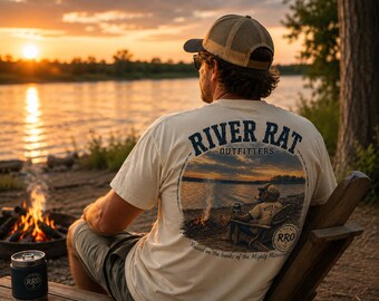 Mississippi River Sunset Shirt, River Life T Shirt, Vintage Boating Tee, Gift for River Lovers