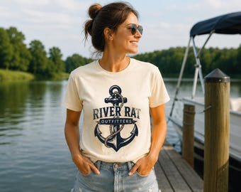Anchor and Rope Shirt, Vintage Nautical River Life Tee, River Rat Outfitters Gift