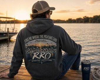 Mississippi River Pelican Hoodie, River Life Sweatshirt, Vintage Boating Hoodie, Gift for River Lovers