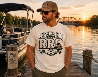 Mississippi River Shirt | River Rat Outfitters RRO Tee | Vintage River Life Comfort Colors T-Shirt | Boating & Fishing Shirt