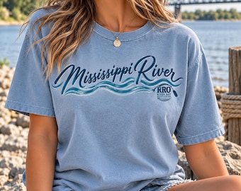 Wave Script River Tee, Mississippi River Life Shirt, Comfort Colors River Lover Gift