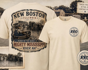 New Boston Illinois Shirt, Mississippi River Tee, Vintage River Rat Graphic, Local History T-Shirt