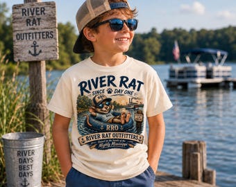 River Rat Since Day One, Kids Mississippi River shirt, Youth fishing tee