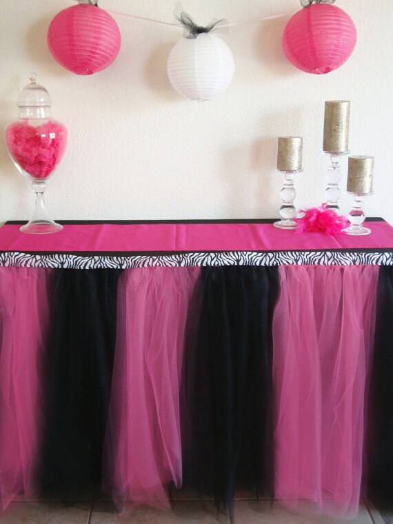 Pink and Black Zebra Table Tutu Skirt Etsy