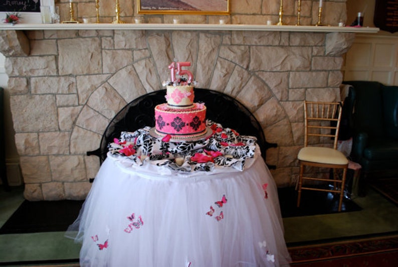 Pink and Black Zebra Table Tutu Skirt Etsy
