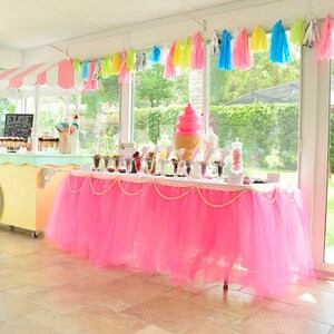 Tulle Table Tutu Skirt YOU PICK COLORS Custom made image 2