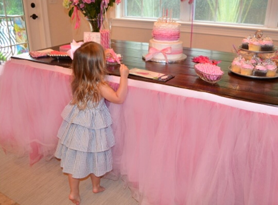White Tulle Tutu Table Skirt Cloth Weeding Birthday Baby Shower Party 275cmx80cm