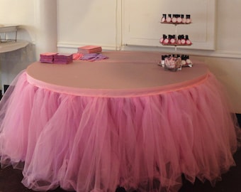 Dusky Pink Tulle Table Skirt, Tutu Table Skirt Party Table Decoration For Girl Baby Shower Decorations, Wedding Decorations, Unicorn Party