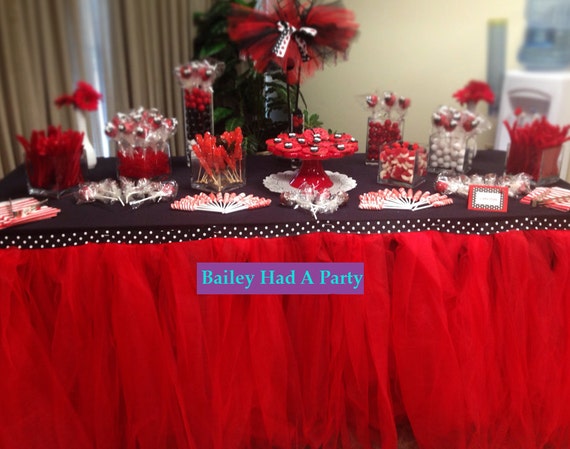 Lady Bug Minnie Mouse Polka Dot tulle Tutu Table Skirt Il_570xn