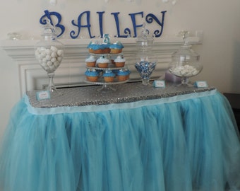 Frozen Themed, Elsa and Anna, Tutu table skirt