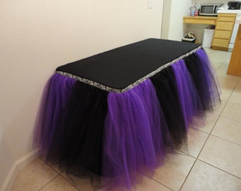 Purple Black and Zebra Table Tutu Skirt