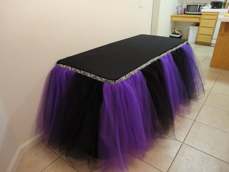 Purple Black and Zebra Table Tutu Skirt 