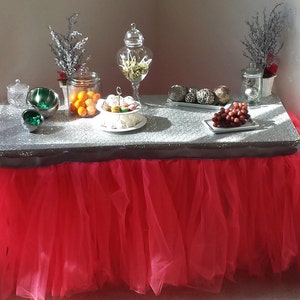 Tutu table skirt, Tulle table skirt, custom made, candy buffet skirt, ruffle tulle skirt image 3