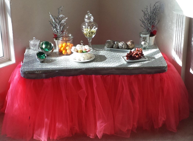 Tutu table skirt, Tulle table skirt, custom made, candy buffet skirt, ruffle tulle skirt image 3