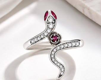 Anillo de serpiente de plata de ley
