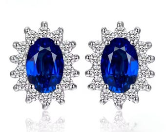 Pendientes de plata con zafiros