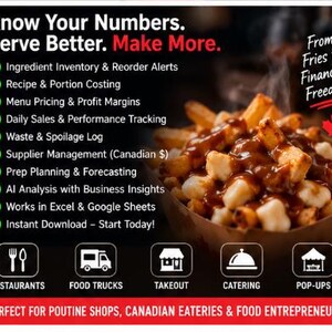 Poutine Shop Business Command Center | Kalkylblad för kanadensisk matlastbilrestaurang