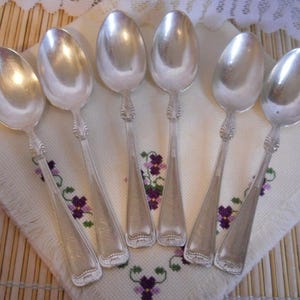 Gorham Princess Louise Silver-plate Patent 1880 Anchor Set of 6 Place Spoons Monogrammed