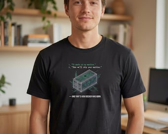 Docker Was Boring T-Shirt | Retro Pixel Server Crate, Dev Ops Humor