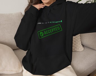 Risk Accepted hoodie | Programming Humor, Green Stamp