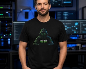 Zero Trust Zero Chill hoodie graphic T-Shirt | Hacker Hooded Figure Tech Tee