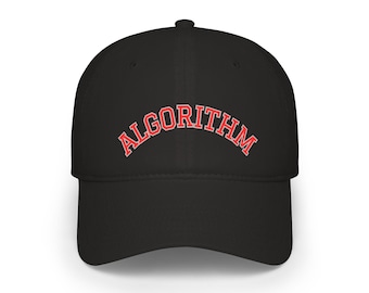 Baseballpet met geborduurd algoritme | college-boogletters, zwarte pet