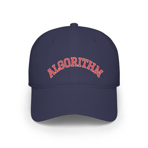 Algorithm embroidered Baseball Cap | collegiate arch lettering, black cap image 2
