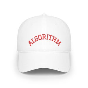 Algorithm embroidered Baseball Cap | collegiate arch lettering, black cap image 3