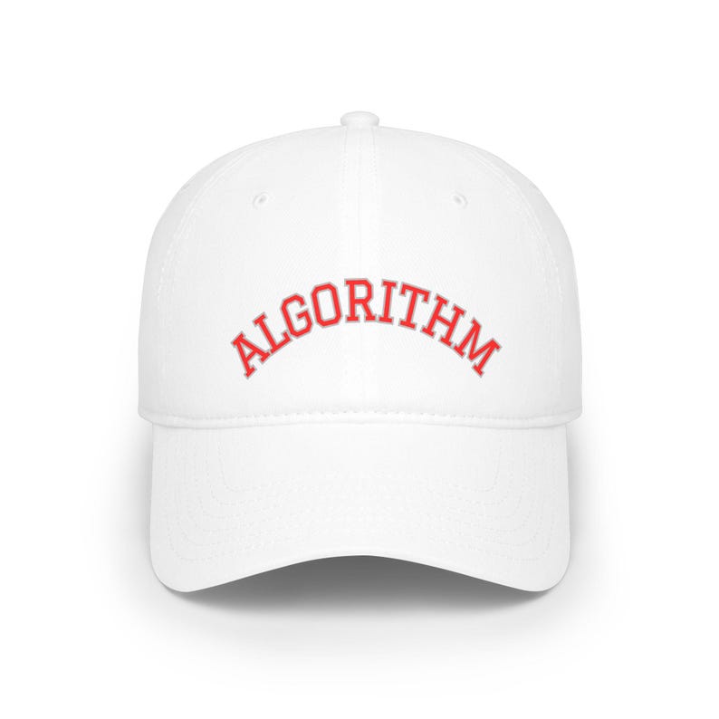 Algorithm embroidered Baseball Cap | collegiate arch lettering, black cap image 3