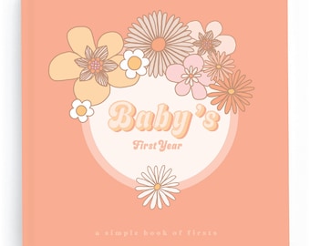 Flower Child Baby Book - 60s inspired baby - retro baby book - floral baby - pastel baby book - memory journal for baby girl